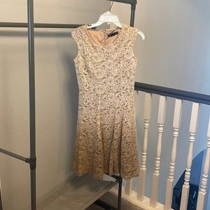 NWT Leslie Fay Gold Brown Glitter Dress Size 6